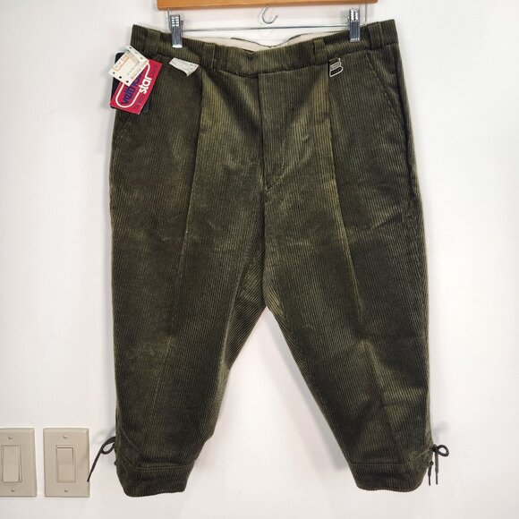 Vintage 80s NWT German Octoberfest Knickerbocker Pant 35" x 18.5" Green Corduroy - Picture 1 of 12